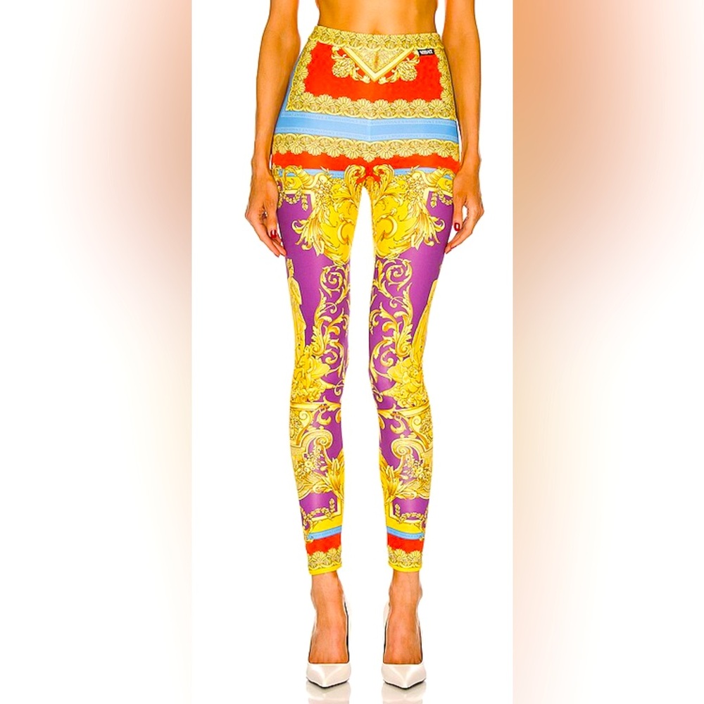 Versace Multicolor Baroque Print Leggings